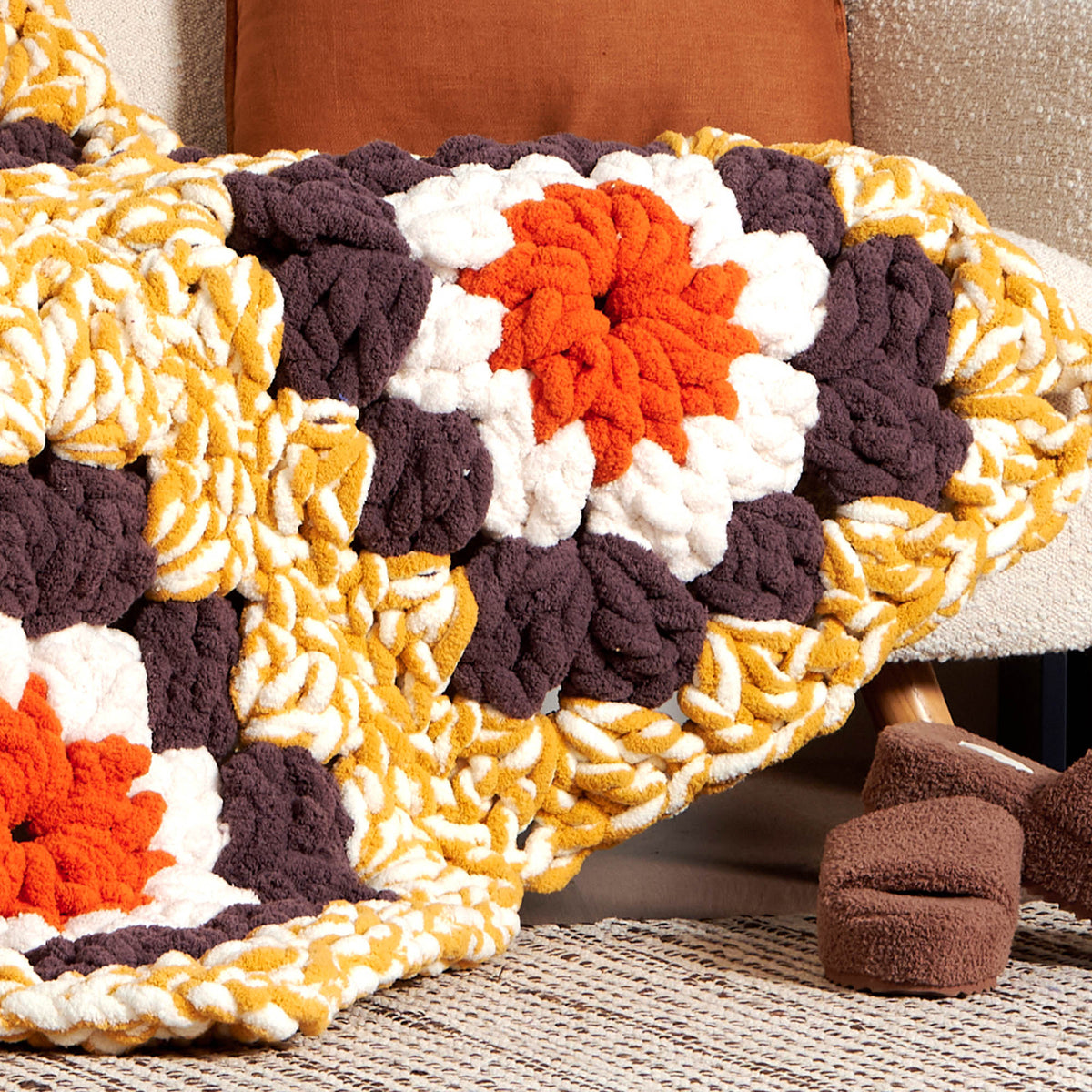 Gigantic-Granny Crochet Blanket Or Rug made using Bernat yarn