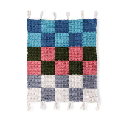 Bernat Crochet Contrast Check Blanket Crochet Contrast Check Blanket made using Bernat yarn