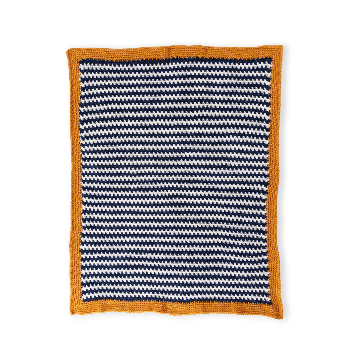 Ticking Stripe Crochet Blanket made using Bernat yarn