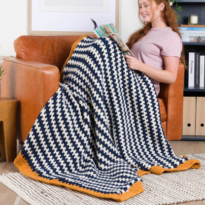 Bernat Ticking Stripe Crochet Blanket Ticking Stripe Crochet Blanket made using Bernat yarn