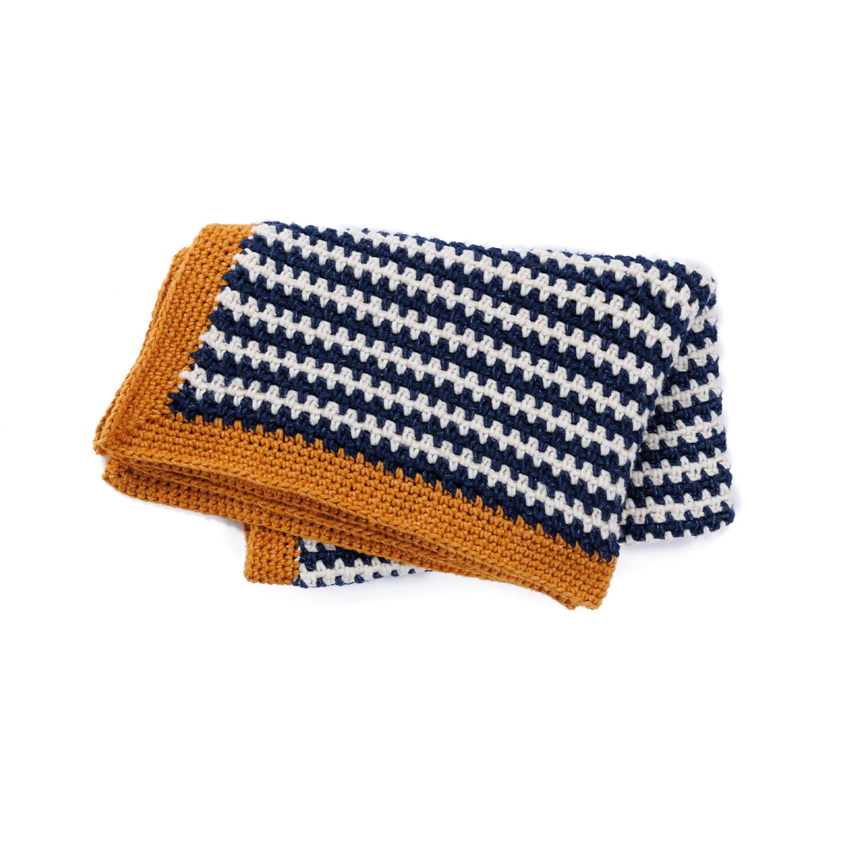 Ticking Stripe Crochet Blanket made using Bernat yarn