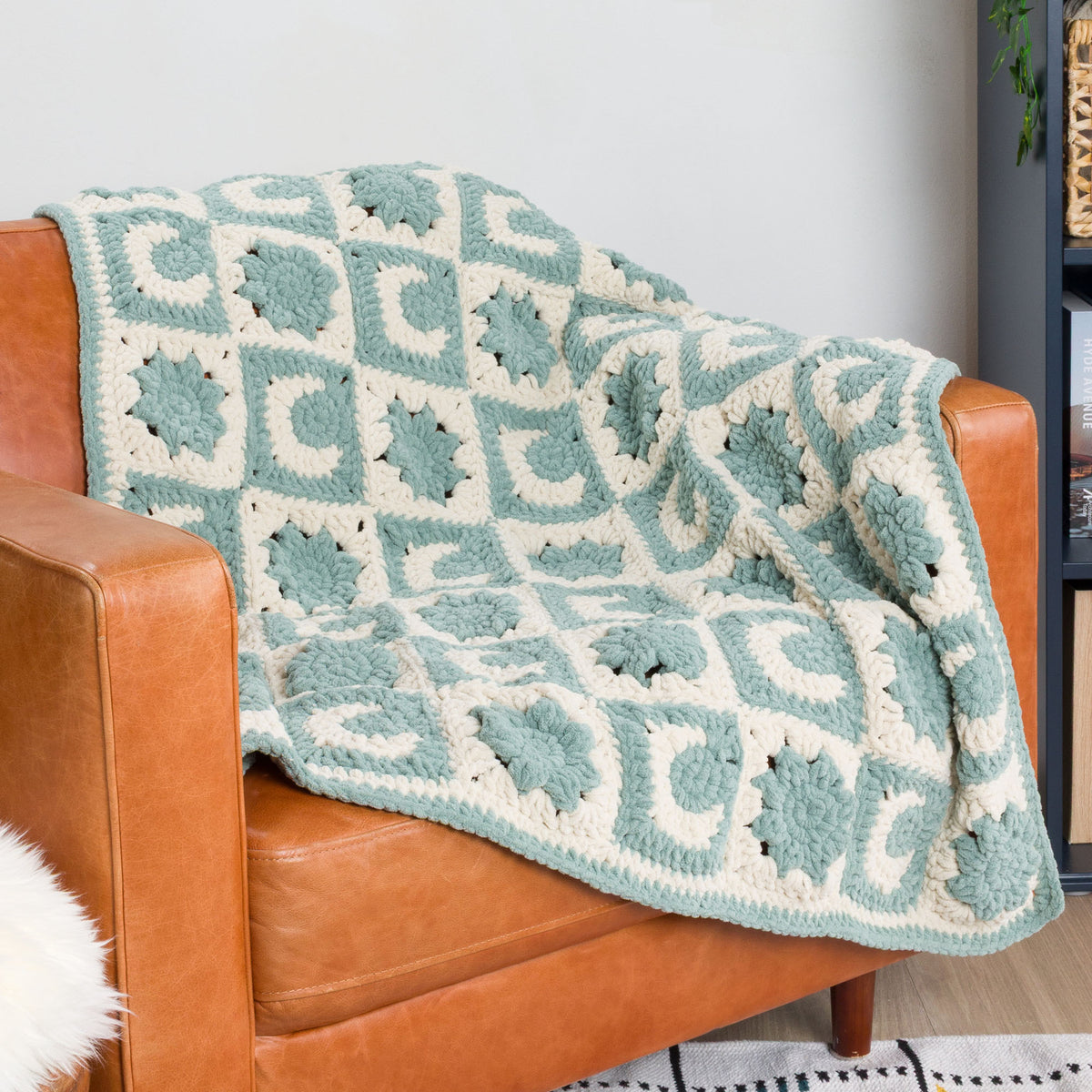 Celestial Motifs Crochet Blanket made using Bernat yarn