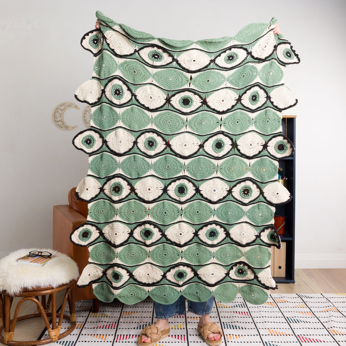 Eye See You Crochet Blanket made using Bernat yarn