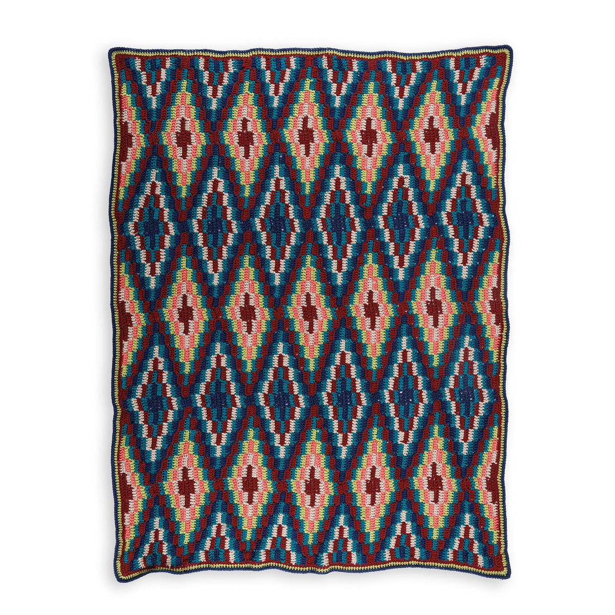 Diamond Dancer Crochet Blanket made using Bernat yarn