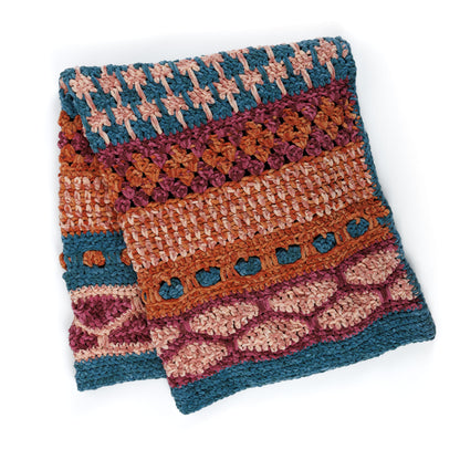Bernat Sampler Stitched Crochet Blanket Sampler Stitched Crochet Blanket made using Bernat yarn