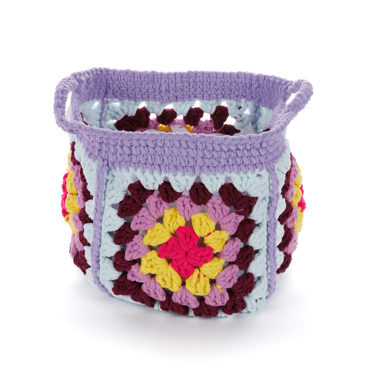 Crochet Granny'S Stash Basket made using Bernat yarn