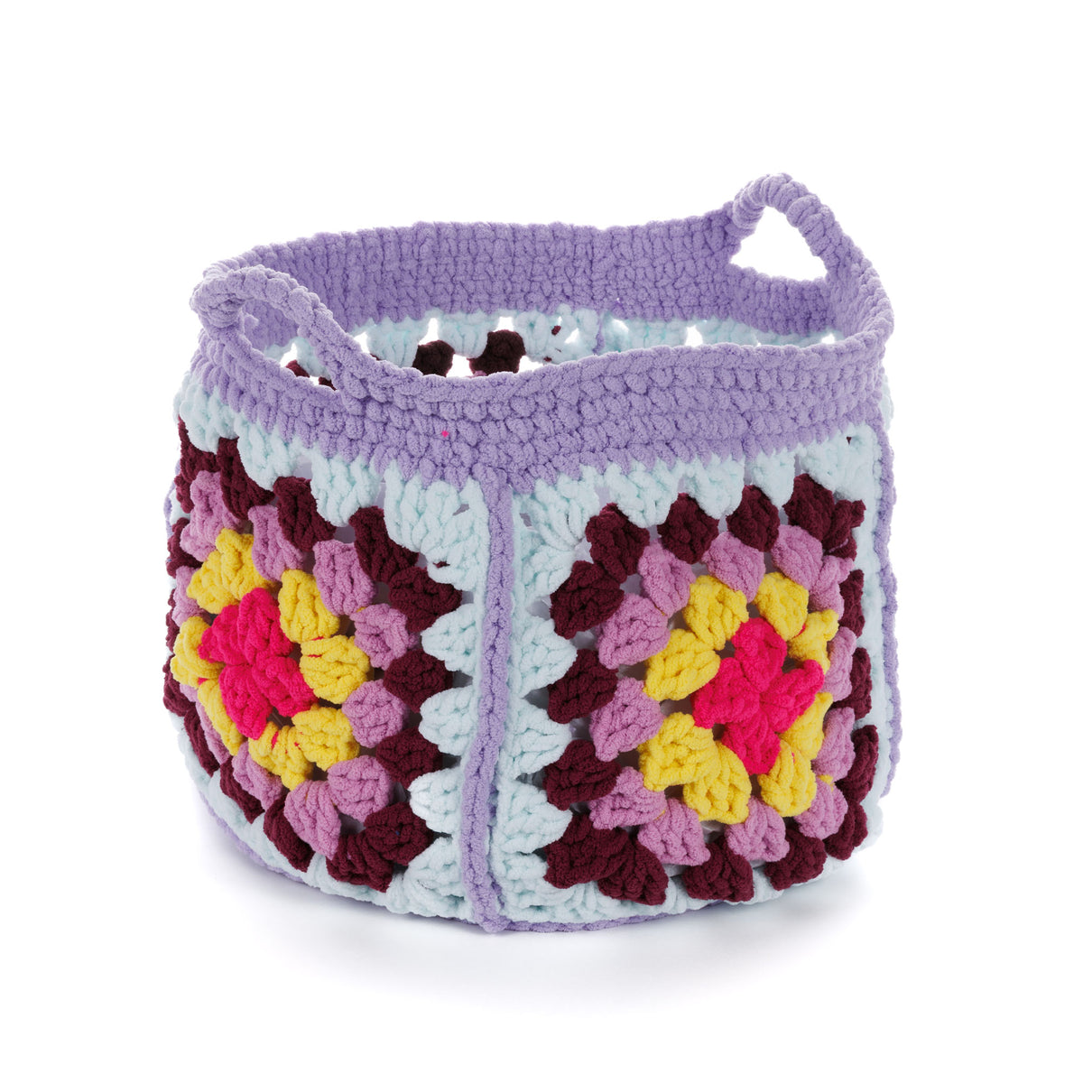 Crochet Granny'S Stash Basket made using Bernat yarn