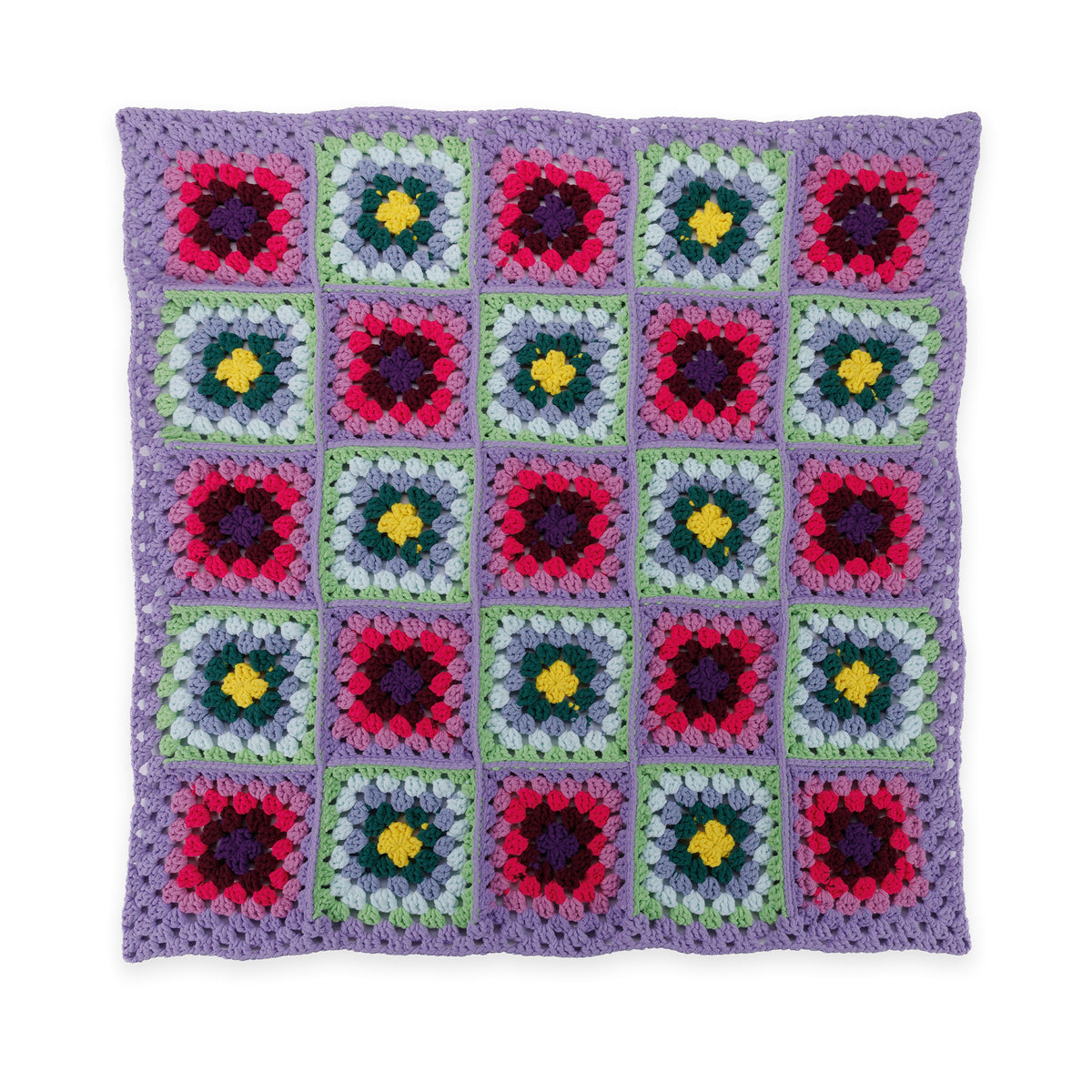 Fair And Square Crochet Blanket made using Bernat yarn