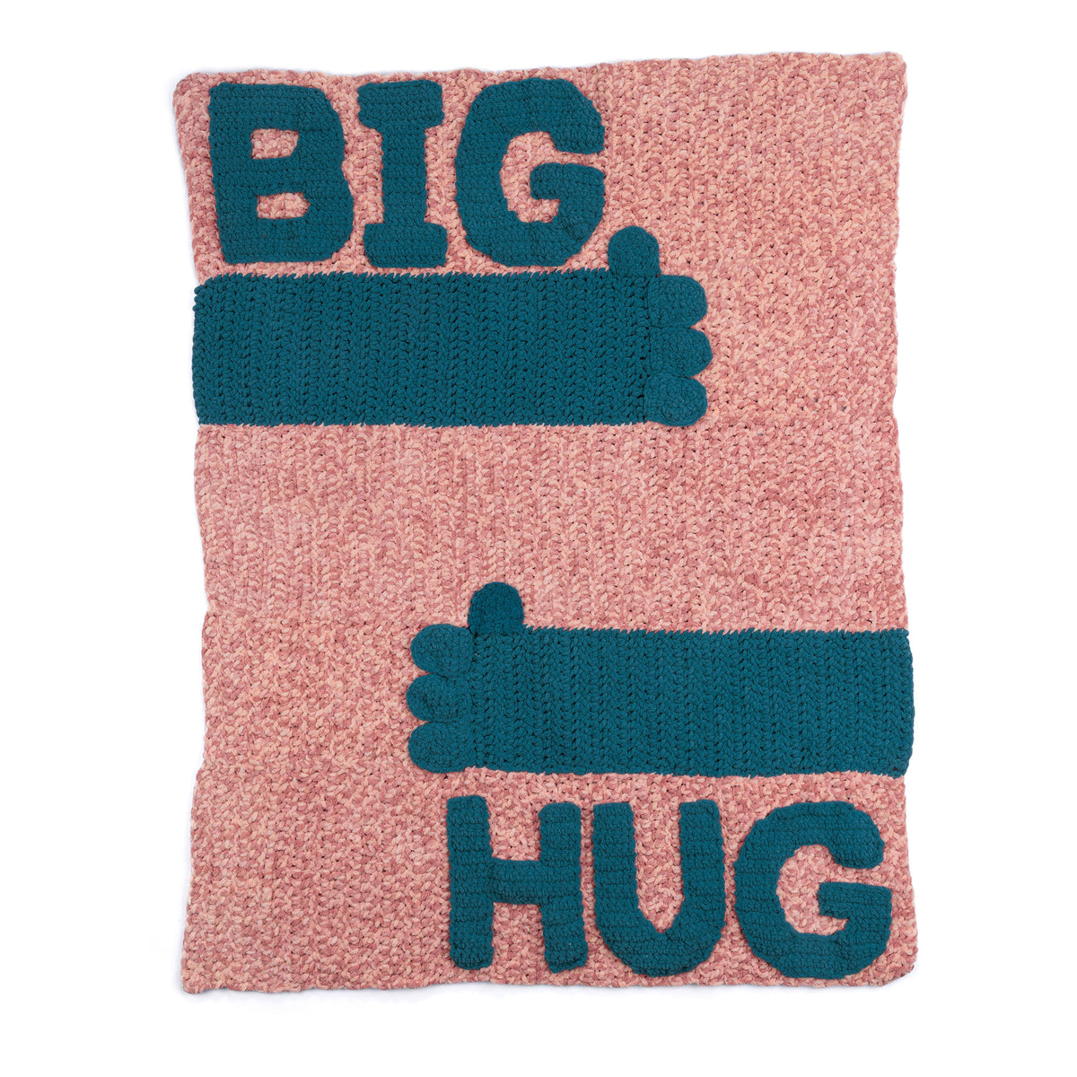 Crochet Biggest Hug Blanket made using Bernat yarn on a white background