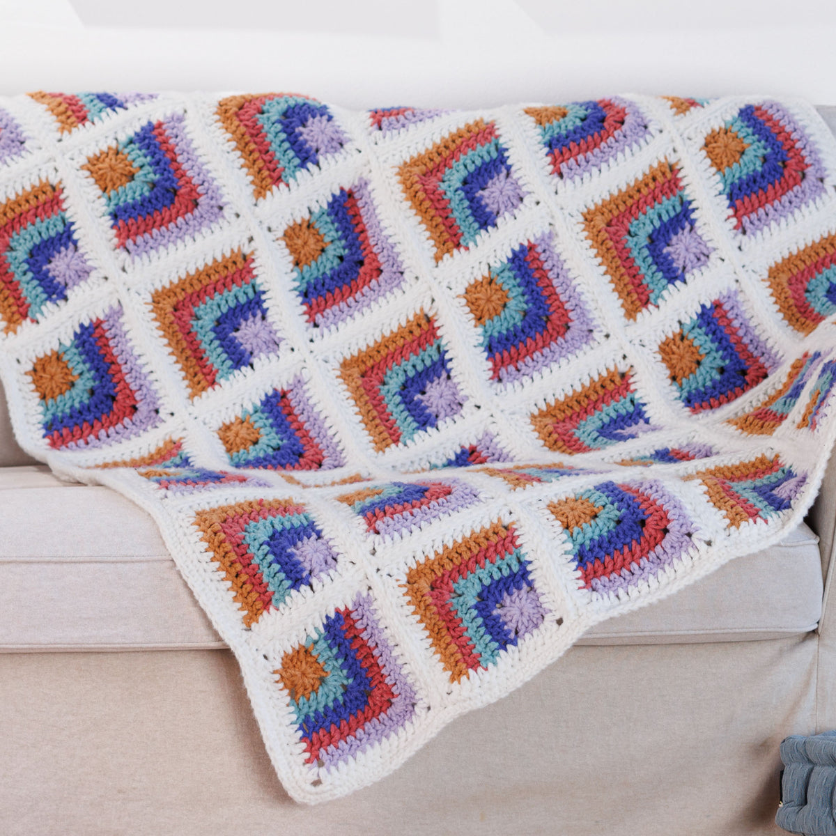Bright Side Crochet Blanket made using Bernat yarn