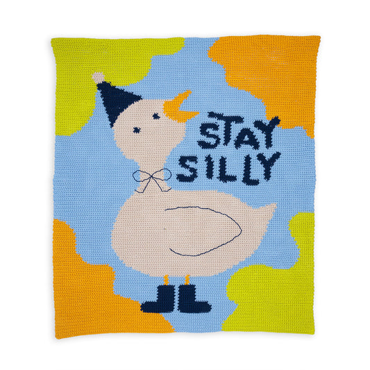 Silly Goose Crochet Blanket made using Bernat yarn