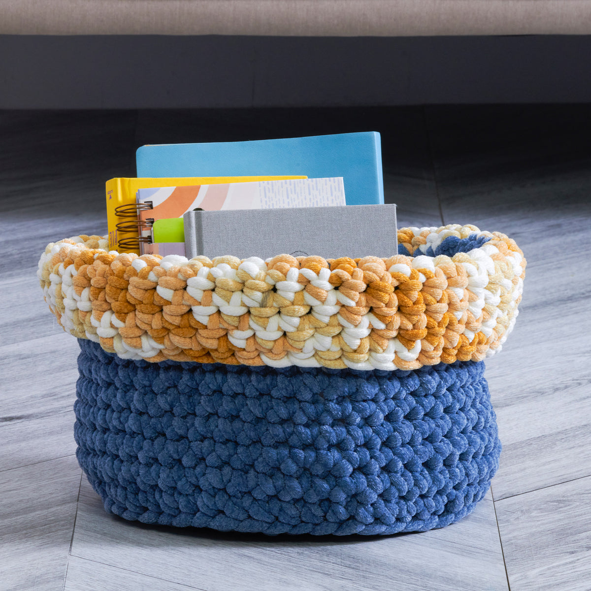 Crochet Basket made in Bernat Yarn