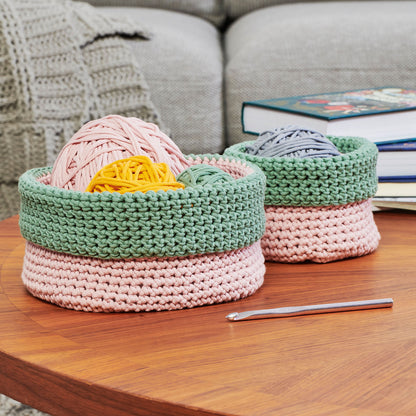 Bernat Crochet Beginner Colorblock Baskets Crochet Basket made in Bernat Maker Yarn