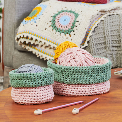 Bernat Crochet Beginner Colorblock Baskets Crochet Basket made in Bernat Maker Yarn