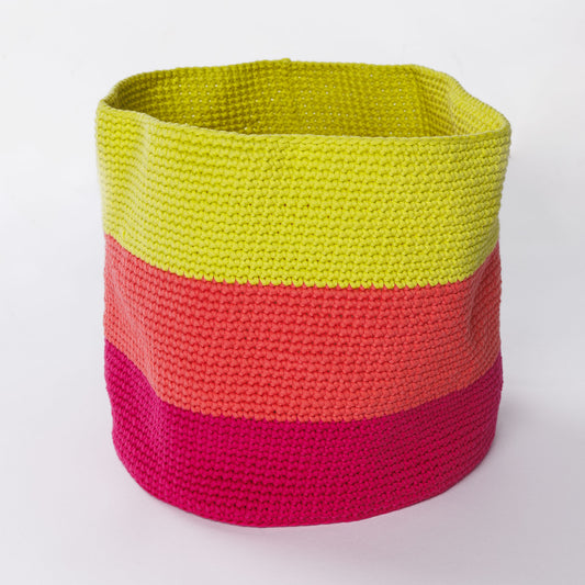 Crochet Chroma Basket made using Bernat yarn