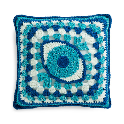 Bernat Crochet Granny's Eye On You Pillow Crochet Pillow made in Bernat Forever Fleece Yarn