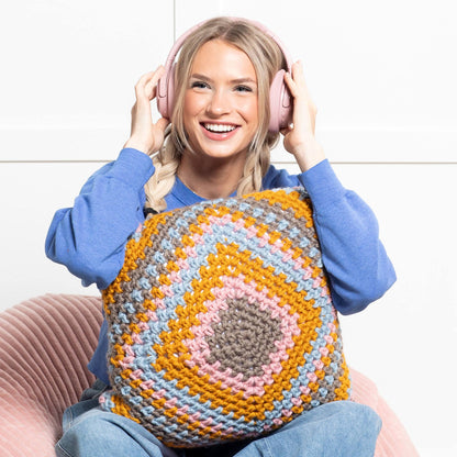 Bernat Chonky Square Crochet Pillow Crochet Pillow made in Bernat Softee Chunky Yarn