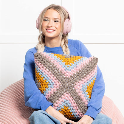 Bernat Chonky Square Crochet Pillow Crochet Pillow made in Bernat Softee Chunky Yarn