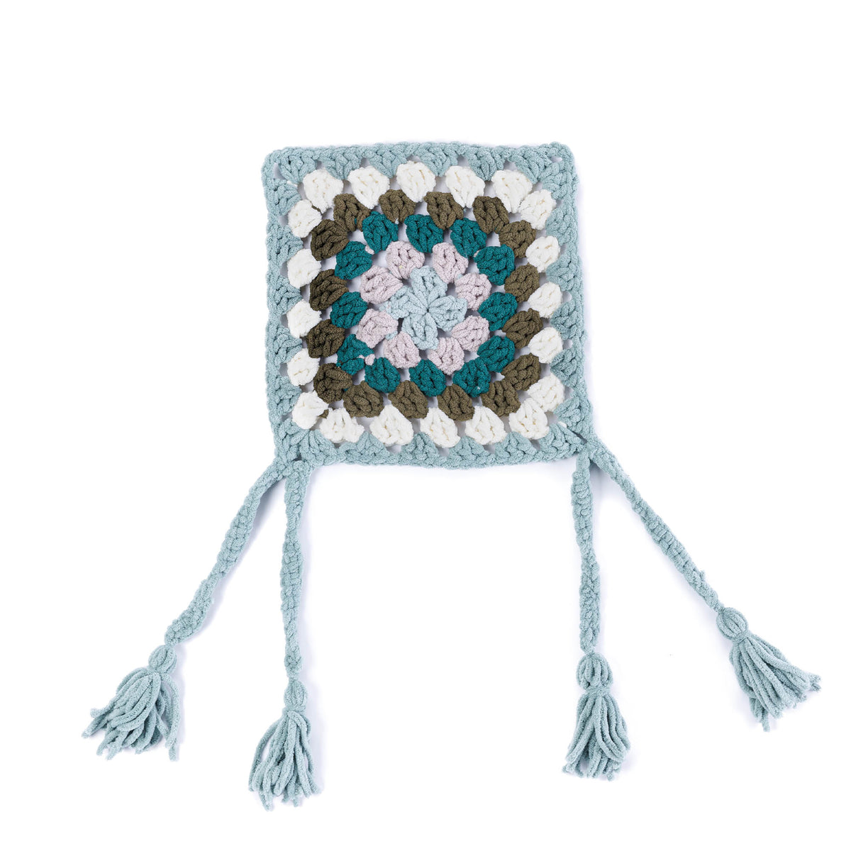 Crochet Charmed Square Chair Pads made using Bernat yarn