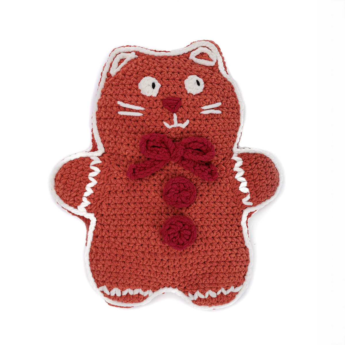 Crochet Gingercat Pillow made using Bernat yarn