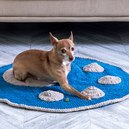 Bernat Paw Print Crochet Pet Rug Crochet Rug made in Bernat Blanket Yarn