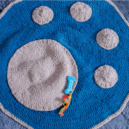 Bernat Paw Print Crochet Pet Rug Crochet Rug made in Bernat Blanket Yarn