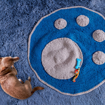 Bernat Paw Print Crochet Pet Rug Crochet Rug made in Bernat Blanket Yarn