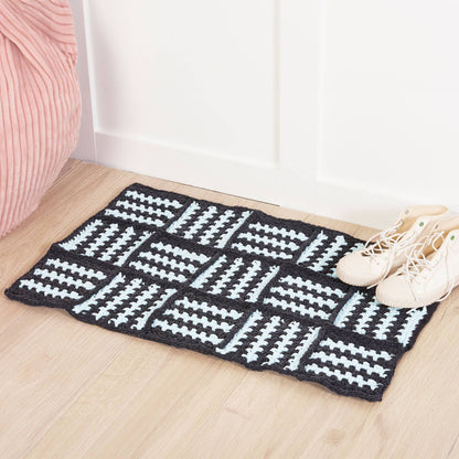 Bernat Crochet Moss Stitch Squares Rug Crochet Rug made in Bernat Plush Yarn