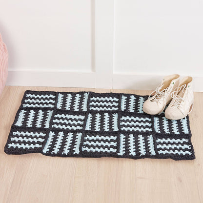 Bernat Crochet Moss Stitch Squares Rug Crochet Rug made in Bernat Plush Yarn