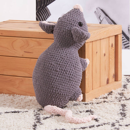 Bernat Crochet Pizza Rat Crochet Toy made in Bernat Blanket Yarn