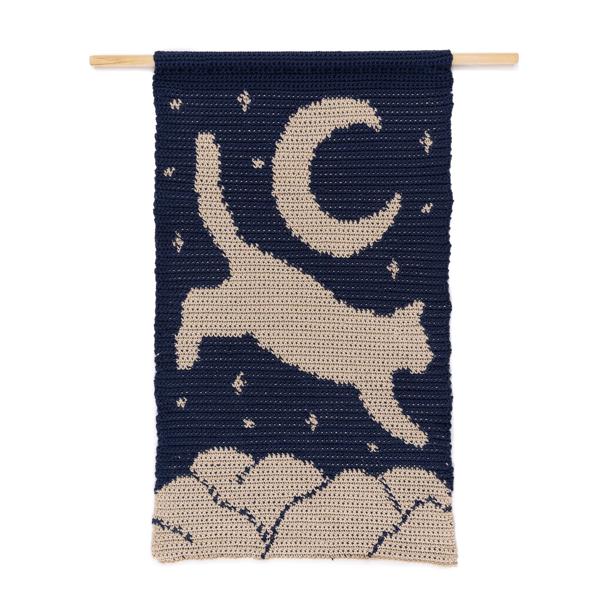 Moonlight Meowgic Crochet Tapestry made using Bernat yarn