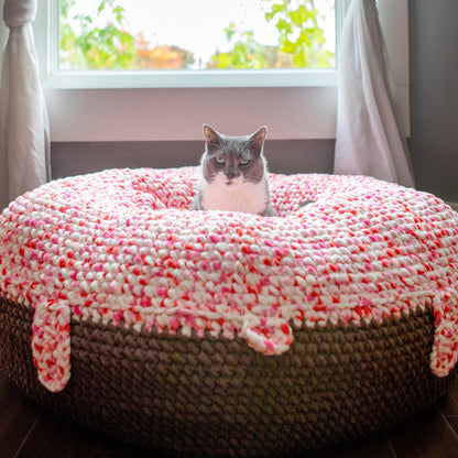 Bernat Donut Ask Me to Wake Up Crochet Pet Bed Crochet Pet Bed made in Bernat Blanket Yarn
