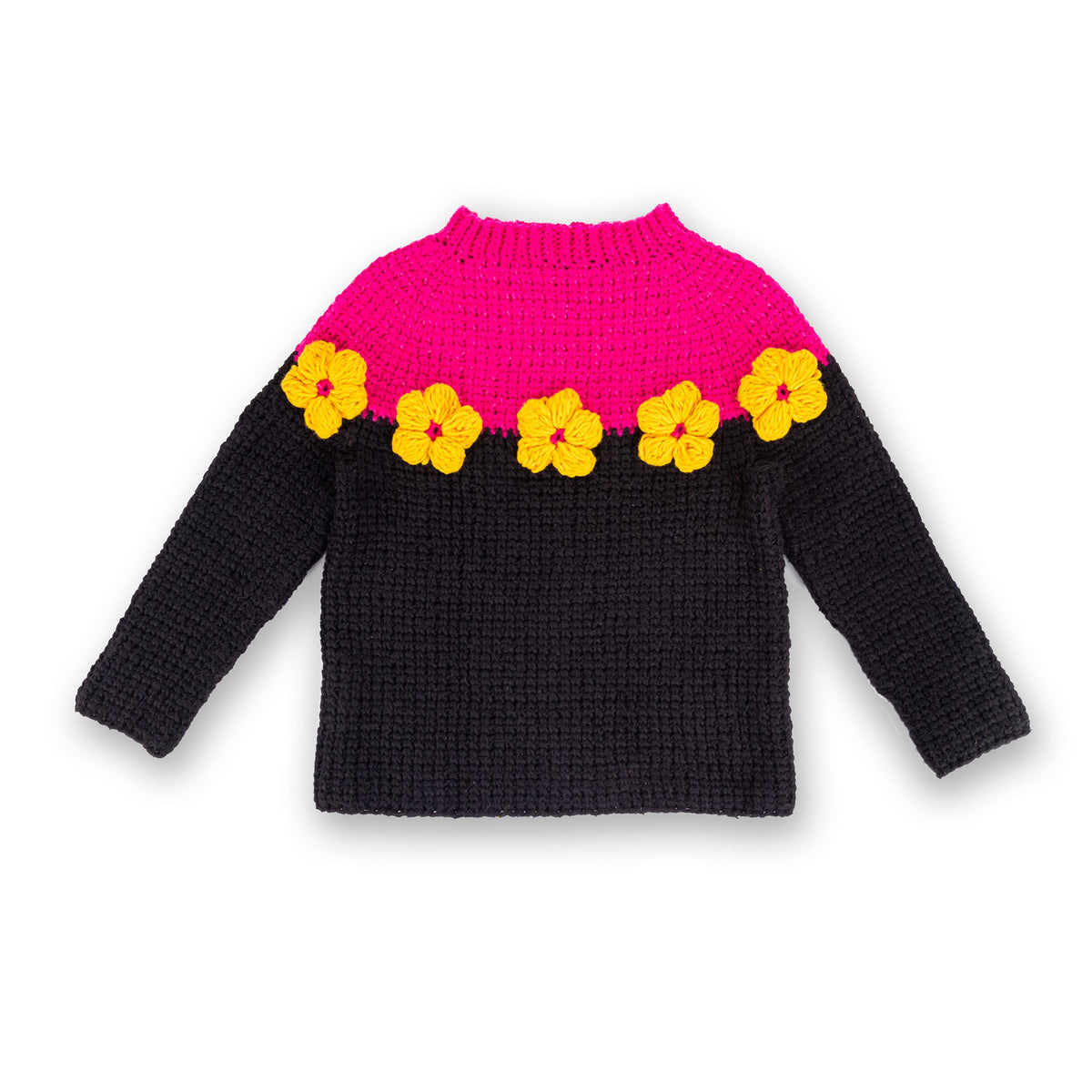 Crochet Daisy Ring Sweater made using Bernat yarn