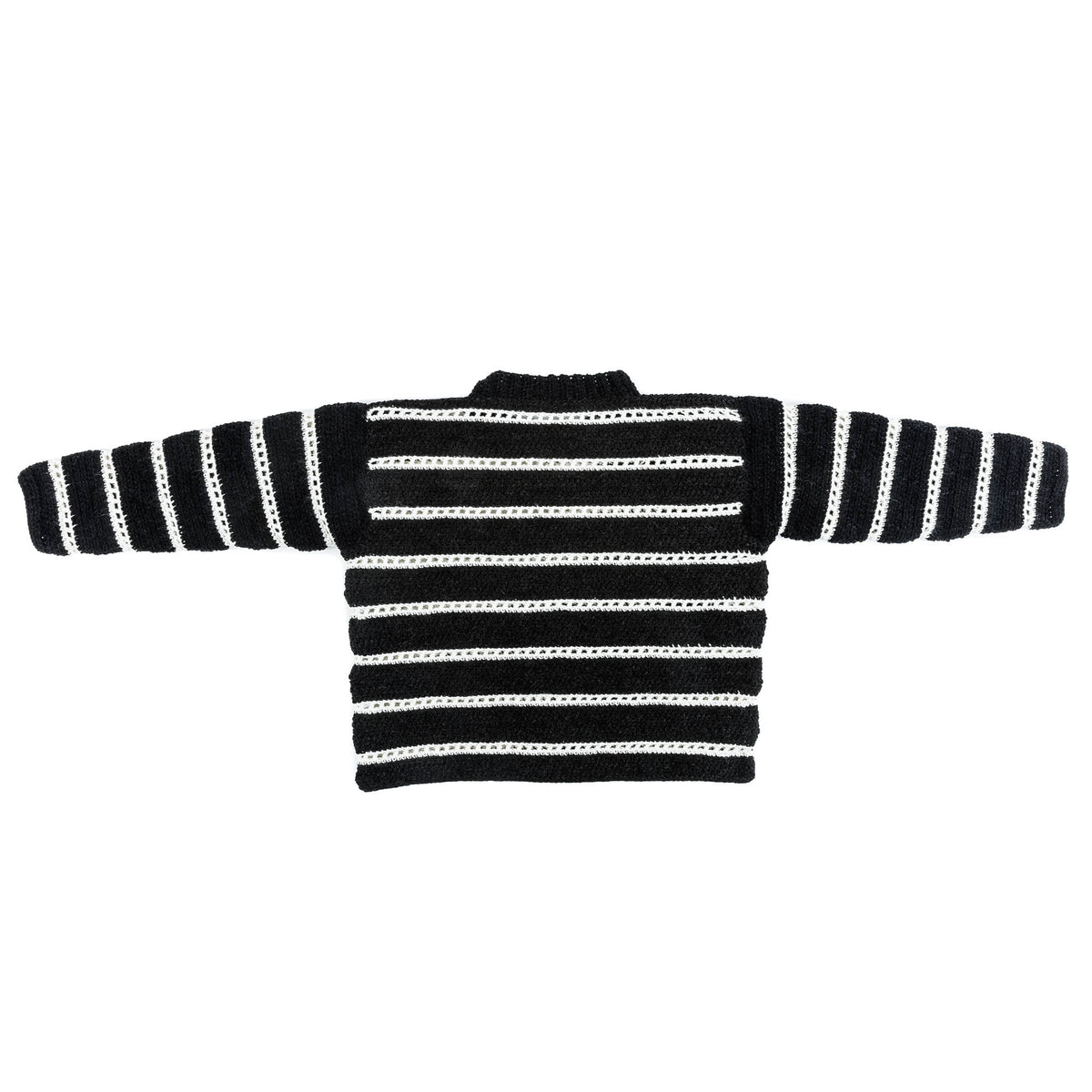 Eyelet Stripes Crochet Pullover made using Bernat yarn