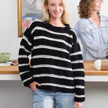 Bernat Eyelet Stripes Crochet Pullover Eyelet Stripes Crochet Pullover made using Bernat yarn