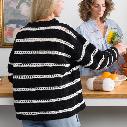 Bernat Eyelet Stripes Crochet Pullover Eyelet Stripes Crochet Pullover made using Bernat yarn