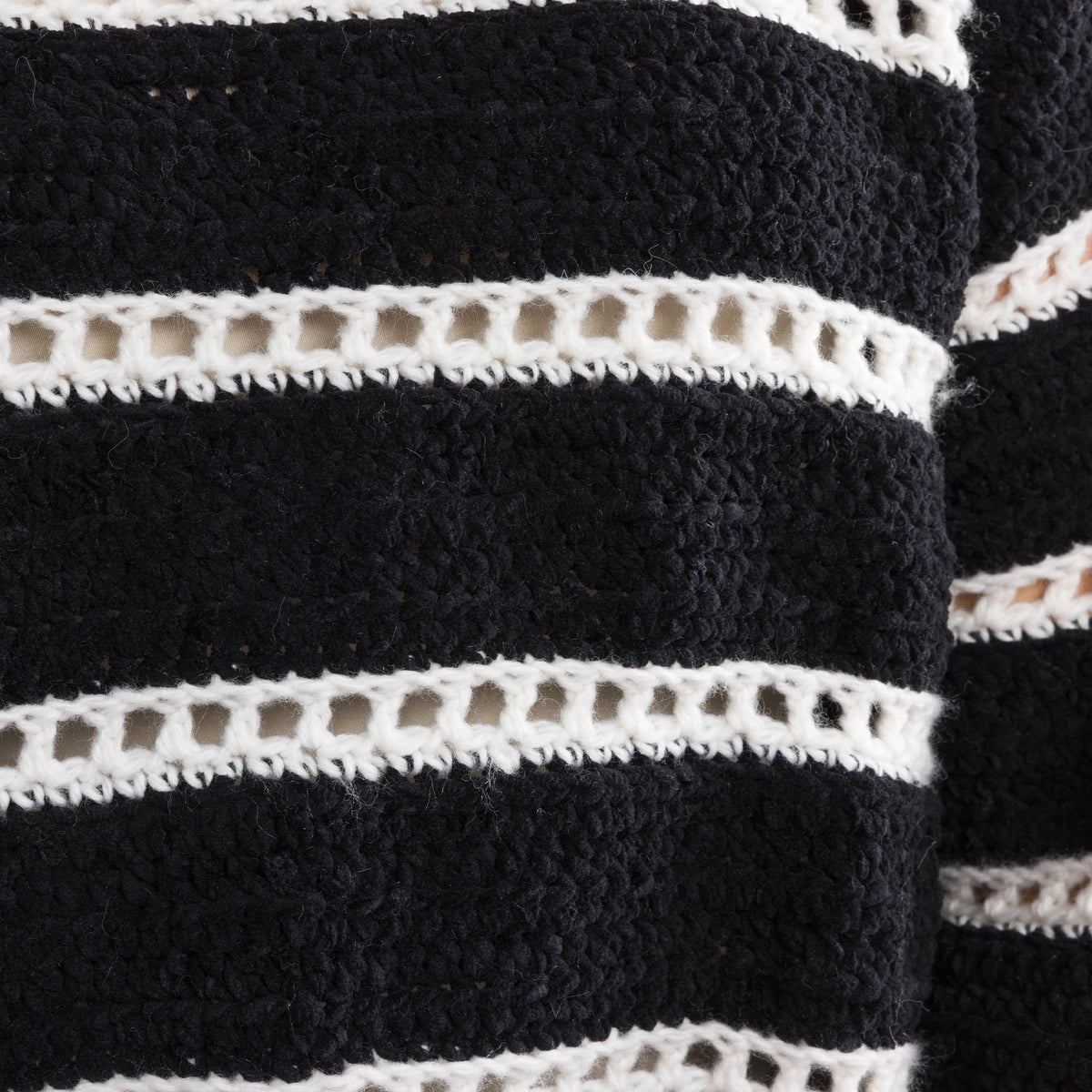 Eyelet Stripes Crochet Pullover made using Bernat yarn