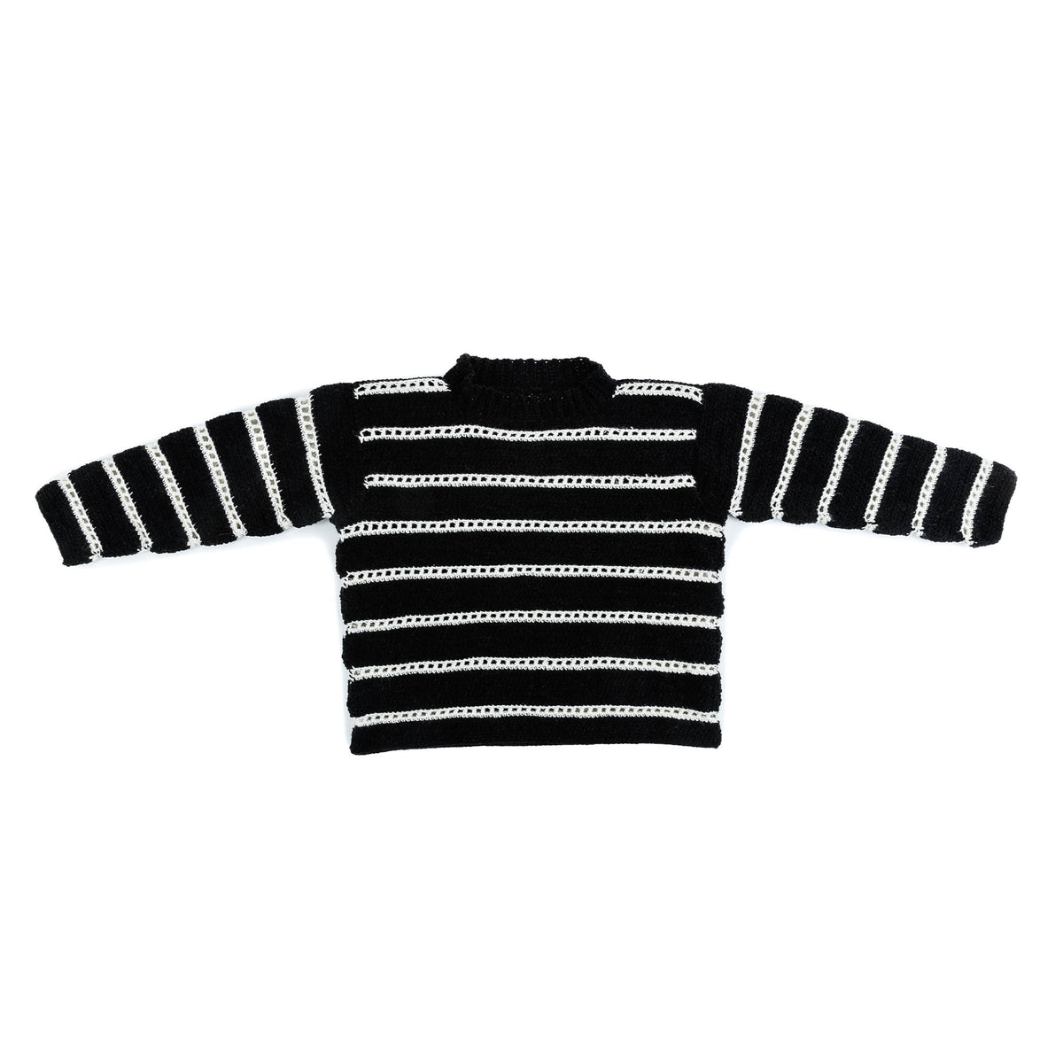 Eyelet Stripes Crochet Pullover made using Bernat yarn