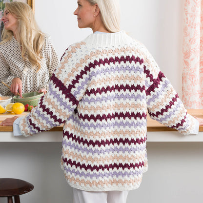 Bernat Mini Chevron Crochet Cardigan Mini Chevron Crochet Cardigan made using Bernat yarn