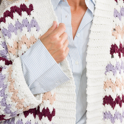 Bernat Mini Chevron Crochet Cardigan Mini Chevron Crochet Cardigan made using Bernat yarn