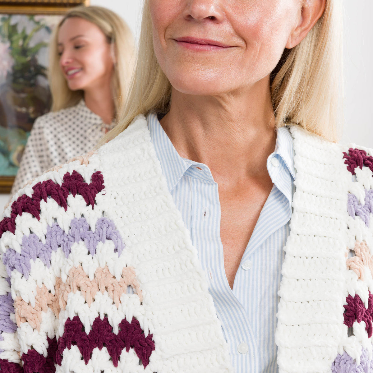Mini Chevron Crochet Cardigan made using Bernat yarn