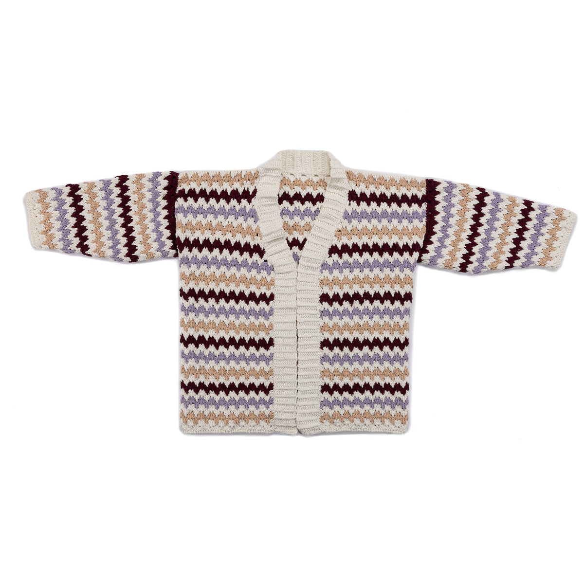 Mini Chevron Crochet Cardigan made using Bernat yarn