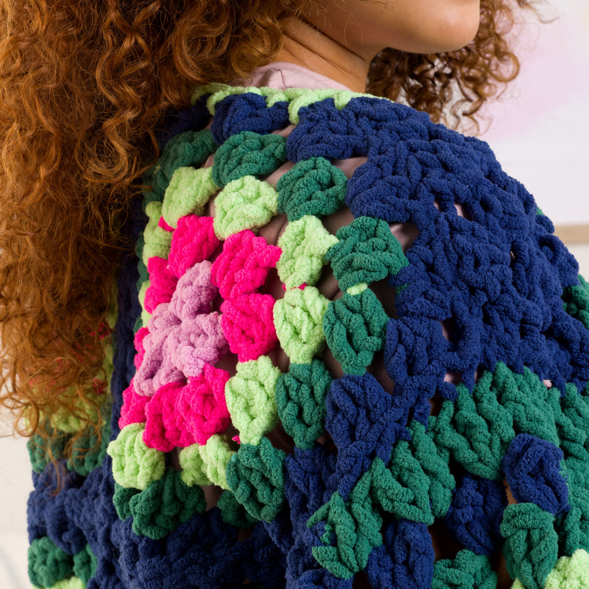 Crochet Granny Comfy Cardigan made using Bernat yarn