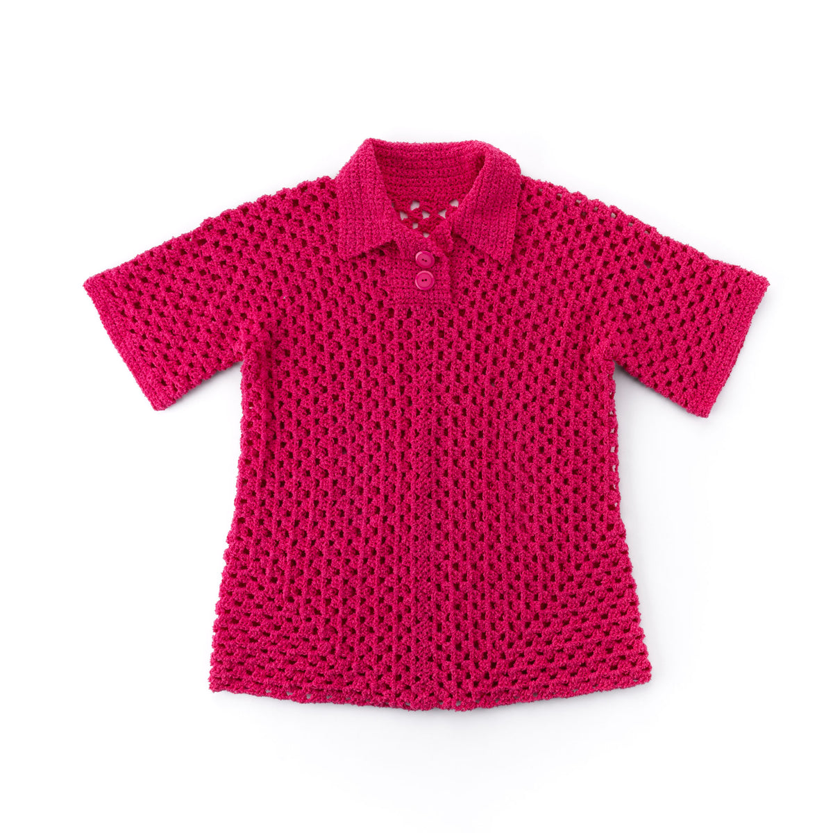 Crochet Cotton Cool Polo Shirt made using Bernat yarn