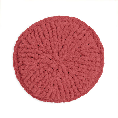 Bernat Roundabout Table Knit Pillow Roundabout Table Knit Pillow made using Bernat yarn on a white background