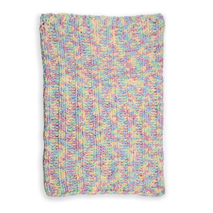 Bernat Simple Ribbing Table Knit Blanket Simple Ribbing Table Knit Blanket made using Bernat yarn on a white background