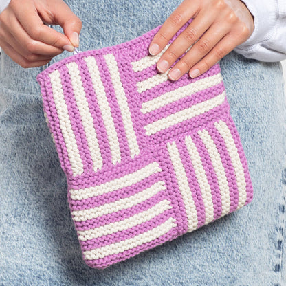 Bernat Knit Take a Turn Zippered Pouch Knit Pouch made in Bernat Maker Yarn