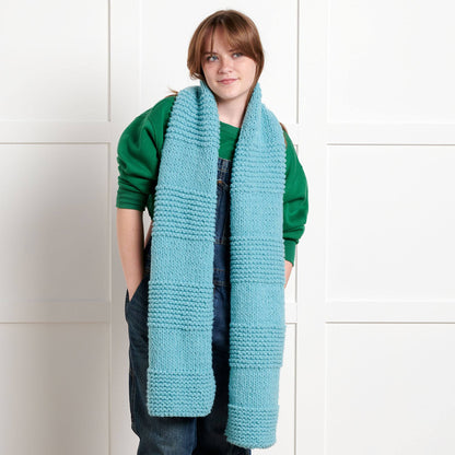 Bernat Knit Starter Scarf Blue Teal