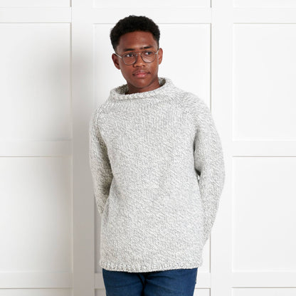 Bernat Take It From the Top Knit Pullover Gray Ragg