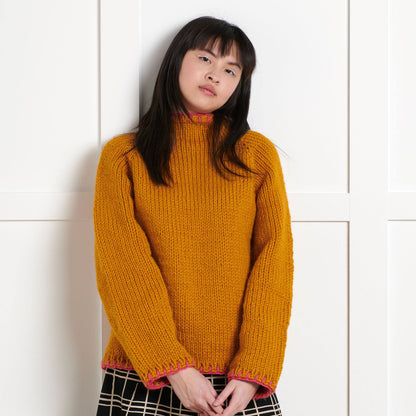 Bernat Take It From the Top Knit Pullover Brass